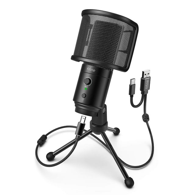 Micrófono USB para PC de escritorio FIFINE K683A con filtro Pop