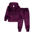 thumbnail image 2 of Byoo Velvet Fleece Toddler Girl Sweatsuit Sets Solid Full Sleeve Hoodie Zip Up Sweatshirt Sweatpants Outfits Active Tracksuit Sets, 2 of 6