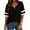 Black, variant on Stripe Sleeved Women Summer Casual V-neck T-shirt Loose Simple Tops