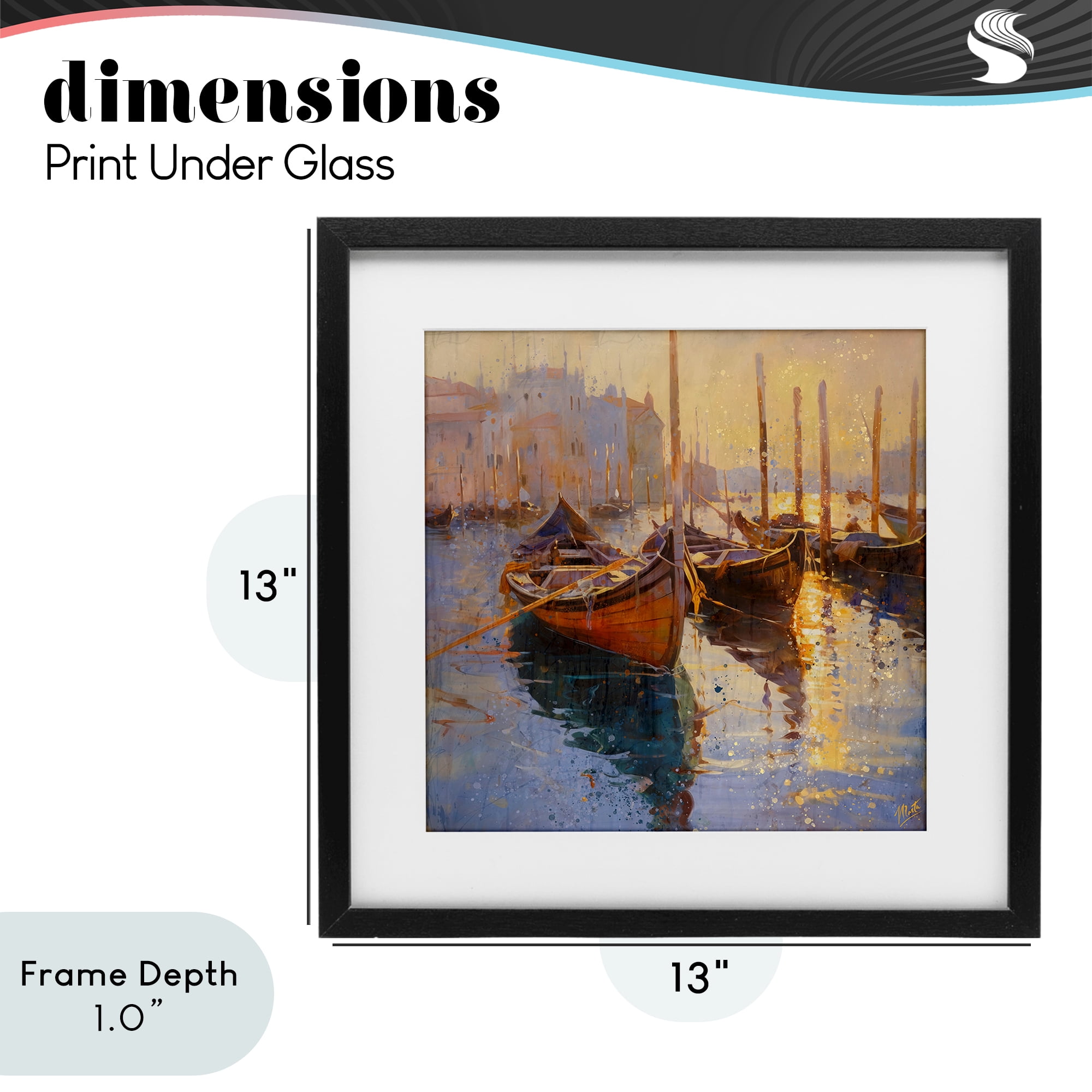 Stupell Industries Speckled Venice Boats Black Framed Print Under Glass, design by Marta Wiley