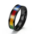 thumbnail image 2 of 6MM Rainbow Band Titanium Steel Fashion Silver/Gold/Black Polished Ring Sz 6-12, 2 of 8