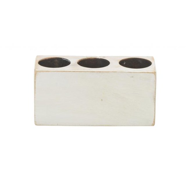 HomeRoots 416247 Distressed White 3 Hole Sugar Mold Candle Holder