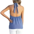 thumbnail image 5 of Njoeus Women's Tie Mock Neck Sleeveless Tank Tops Halters Backless Casual Work Business Shirts Basic Tees Summer Tunic Dressy Blouses, 5 of 7