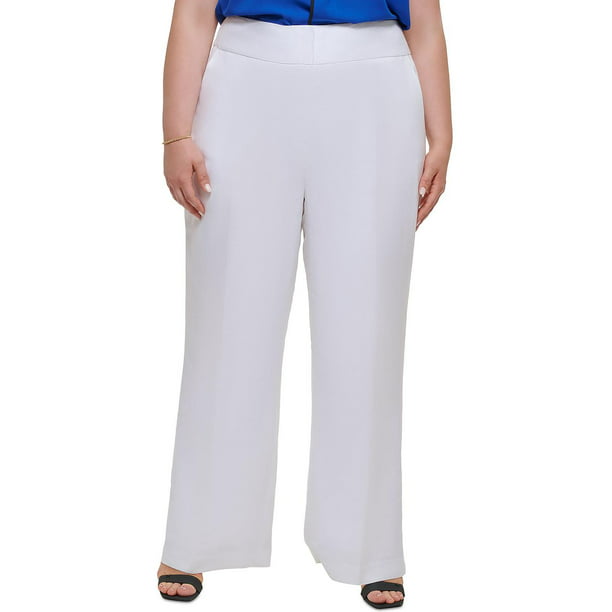 Calvin Klein Womens Plus High Rise Linen Blend Wide Leg Pants - Walmart.com