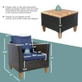 thumbnail image 2 of Gymax 3PCS Patio Furniture Set Conversation Bistro Set w/ Acacia Wood & Cushions Navy, 2 of 10