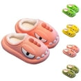 thumbnail image 3 of Xfvqtps Child Fuzzy Slippers Dinosaur Slippers Funny Fleece Lining Soft Thick Sole Memory Foam Slip on Non-Slip Waterproof Comfortable Cozy Warm Winter House Slippers for 0-12 Years, 3 of 4