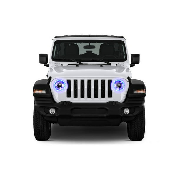 Flashtech Blue LED Halo Ring Headlight Kit for Jeep Wrangler 18-19 -  