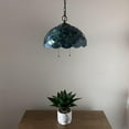 thumbnail image 5 of Tiffany Pendant Lights Plug In Blue Stained Glass Crystal Beans LED Bulb Included for Dining Room Hotel Restaurant Cafe 16"W*16"D*75"H, 5 of 6