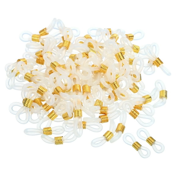 Uxcell Eyeglass Chain Connector Adjustable Anti Slip Rubber Strap Holder Chain End Loop White Gold 100 Pack