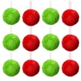 thumbnail image 2 of 12PC Red&Green Fluffy Christmas Pom Pom Ball Ornament, 3.14Inch Plush Fuzzy Hanging Balls, Christmas Tree Decorations, Holiday Hanging Pendant for Wreath, Mantel, Window, Indoor Xmas Home Party Decor, 2 of 10