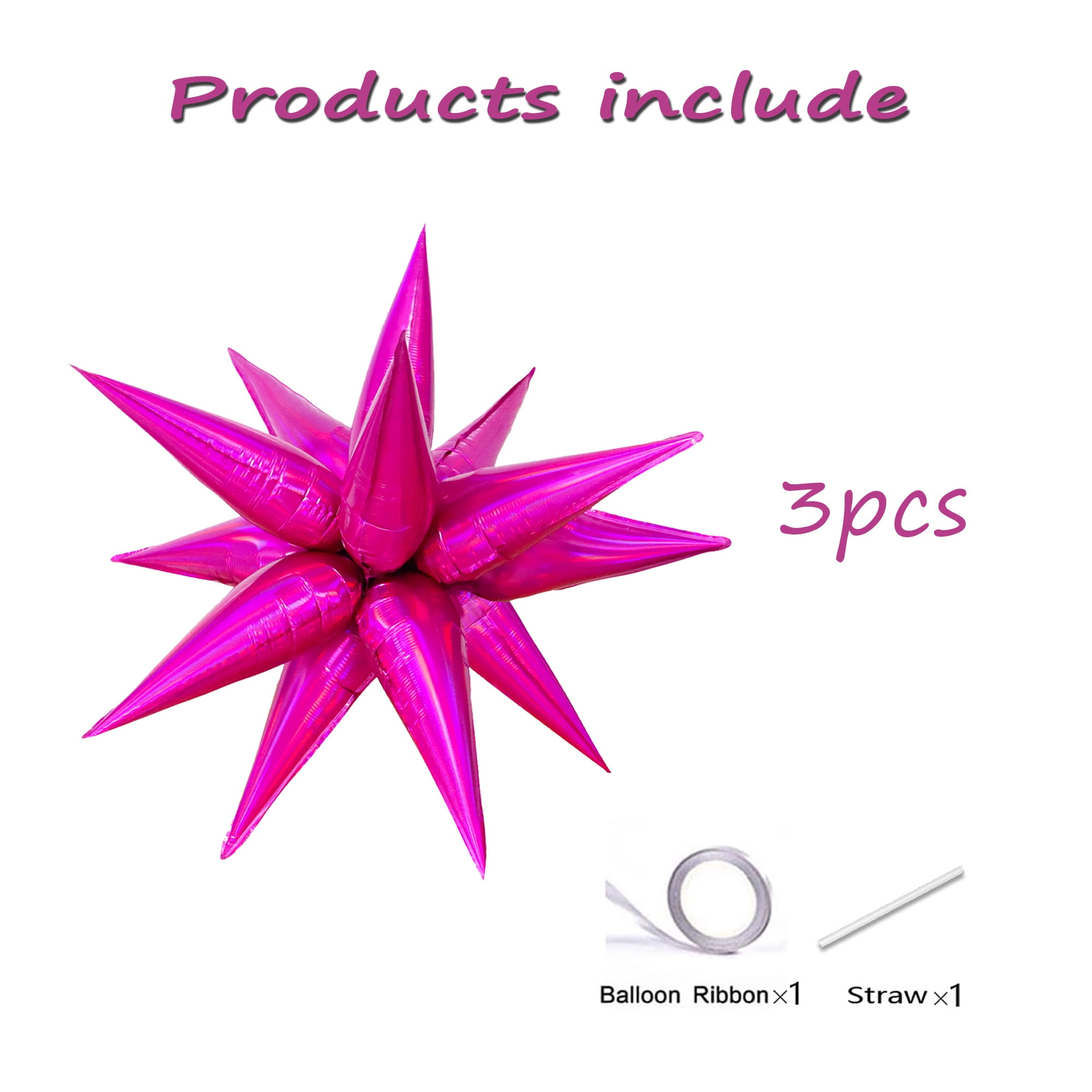 Cymylar Star Balloons,26inch Hot Pink Birthday Party Decorations, Bachelorette Parties, Weddings,3pc