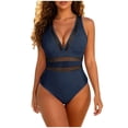 thumbnail image 3 of Aboser Womens Mesh One Piece Swimsuit Deep V Neck Bathing Suit Crochet Patchwork Beach Swimwear Slim Fit High Cut Swimsuits for Summer 2026, 3 of 7