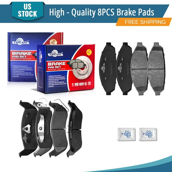 YXPCARS 8PCS Front & Rear Ceramic Brake Pads(D931 D932) for Ford Crown Victoria Lincoln Town Car Mercury Grand Marquis 2003-2011 Marauder 2003-2004