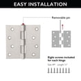 thumbnail image 3 of Design House 3-Pack 4" H x .125" Radius Square Interior/Exterior Door Hinges, Satin Nickel, 3 of 7