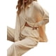 thumbnail image 3 of SAYOO Trajes casuales para mujeres, blusa de manga larga con solapa de color sólido + pantalones elásticos SAYOO moda, 3 of 9