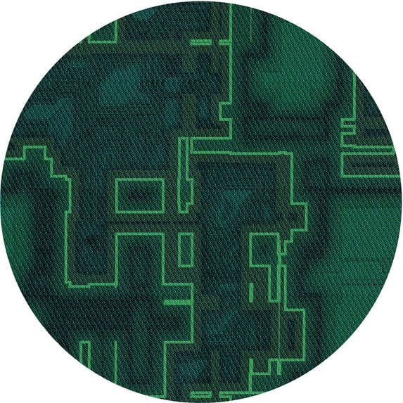 Ahgly Company Indoor Round Patterned Deep Teal Green Area Rugs, 7' Round