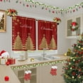 thumbnail image 2 of Christmas Tree Glitter Kitchen Window Curtains Over Sink Set of 2, Winter Cute Luxury Star Rod Pocket Short Tier Curtains, Red Christmas Small Kitchen Decor (26x36 Inch), 2 of 7