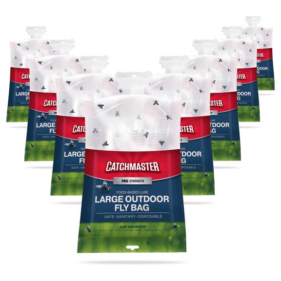Catchmaster Pro Series XL Fly Bag 8-Pack, Hanging Fly Traps Outdoor For Home & Backyard