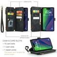 thumbnail image 3 of CaseMe Case for iPhone 15 Plus Wallet Case for Women Men, Fashion Durable PU Leather Magnetic Flip Lanyard Strap Wristlet Zipper Card Holder Wallet Phone Case for iPhone 15 Plus 6.7-inch,Black, 3 of 8