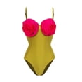 thumbnail image 3 of Traje de baño de una pieza con flores decorativas, sexy, de color contrastante, para mujer, 3 of 5