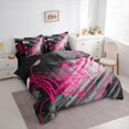 thumbnail image 3 of jejeloiu Oil Painting Ombre Twin Bedding Sets 7-Piece,Pink Geometric Stripes Bedding Comforter Set,Modern Abstract Minimalist Sheet Sets For Girl,Microfiber Room Decoration Reversible, 3 of 8