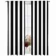 thumbnail image 2 of Black Striped Semi Sheer Window Curtains 108 Inches Long, Modern Farmhouse Black and White Stripes Rod Pocket Voile Silky Chiffon Curtain Light Filtering Drapes for Living Room, 52"x108", 2 Panels, 2 of 9