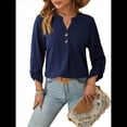 thumbnail image 2 of Camisas Holgadas de Larga Tipo Farol para Mujer, Blusas con Puños Fruncidos para el Trabajo, Blusas de Otoño. Azul Real XXL, 2 of 10