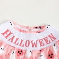 thumbnail image 5 of qiiinnHk Halloween Outfits for Baby Girls Ghost Pumpkin Bubble Romper Short Sleeve Smocked Bodysuit with Headband Clothes 3-6 Months,Red, 5 of 7
