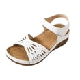 thumbnail image 6 of Orthopedic Sandals for Women Retro Hollow out Low Wedge Slingback Beach Shoes Hook and Loop Summer Walking Shoes White Size 8.5, 6 of 6