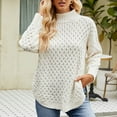 thumbnail image 4 of REORIAFEE Womens Sweaters 2023 Fall Casual Knit Pullover Long Sleeve Crew Neck Solid Color Sweater Casualwear Knit Pullover Fitted Pullover Fashion Sweater White S, 4 of 4