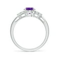 thumbnail image 2 of ANGARA Natural Oval 1.15 ct Amethyst Bypass Ring with Trio Diamond Accents in 14K White Gold for Women (Size-8x6mm) | February Birthstone, Anniversary, Jewelry Gift for Women | Natural Amethyst Ring, 2 of 9