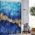 thumbnail image 4 of Dznils 4 Pcs Marble Shower Curtain Sets with Rugs, Modern Bathroom Sets, 12 Hooks, 72" x 72", Blue, 4 of 9
