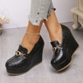 thumbnail image 5 of SASCFOF Womens Platform Heels Loafers Chunky High Heel Closed Toe Metal Buckle Shoes Penny Loafer Business Dress Work Pumps, 5 of 6