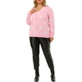 thumbnail image 2 of Unique Bargains Women's Plus Winter Cute Long Sleeve Sweater Cardigan Pink 2X, 2 of 6