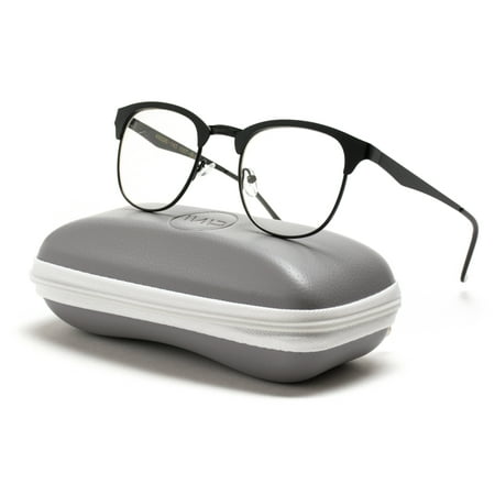 WearMe Pro - Metal Frame Modern Clear Lens Glasses (Black, (Best Lens Coating For Glasses)