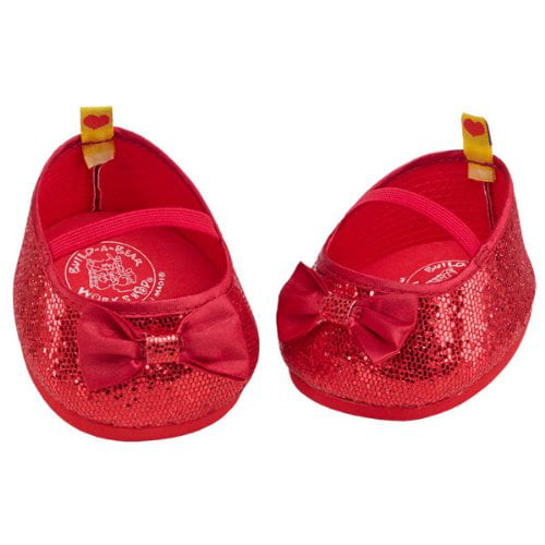 Build a Bear Red Sparkle Flats with Bow 