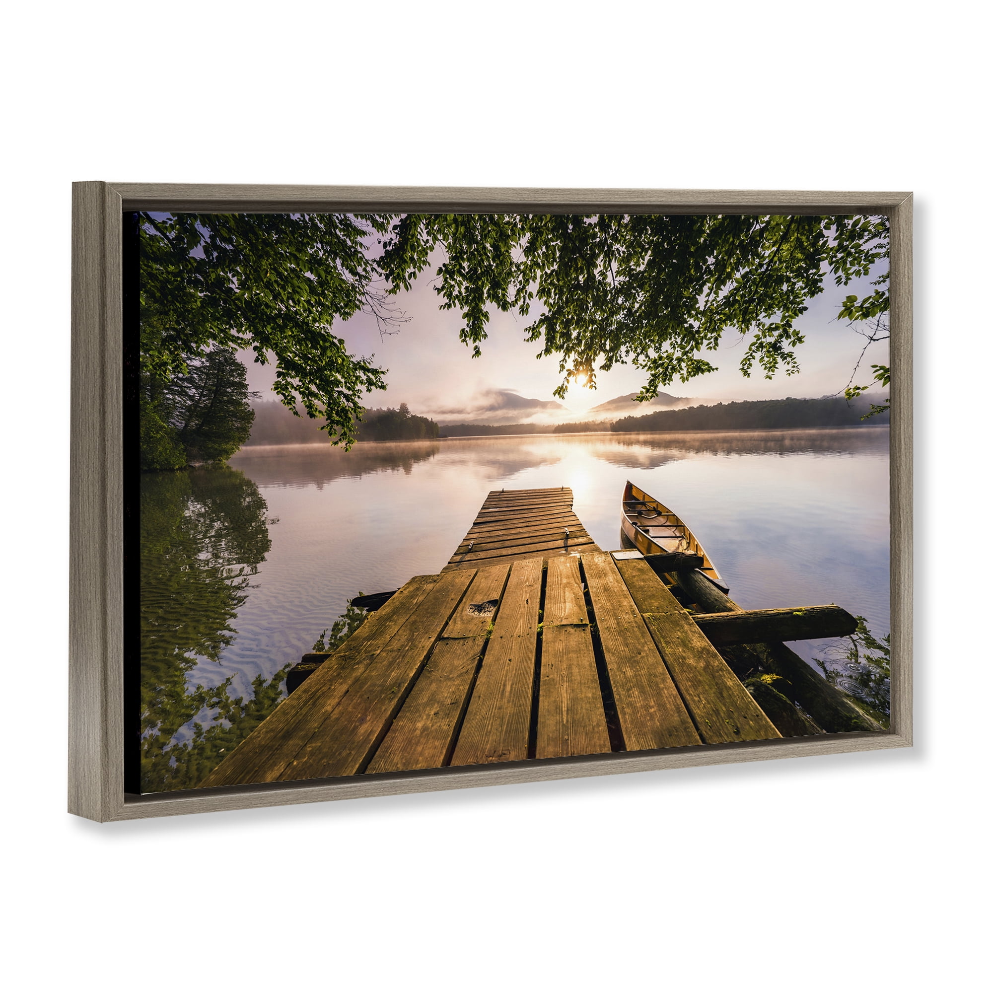 Stupell Industries Misty Morning Light on Lake Brown Framed Floater Canvas Wall Art, design by Jonathan Zaharek