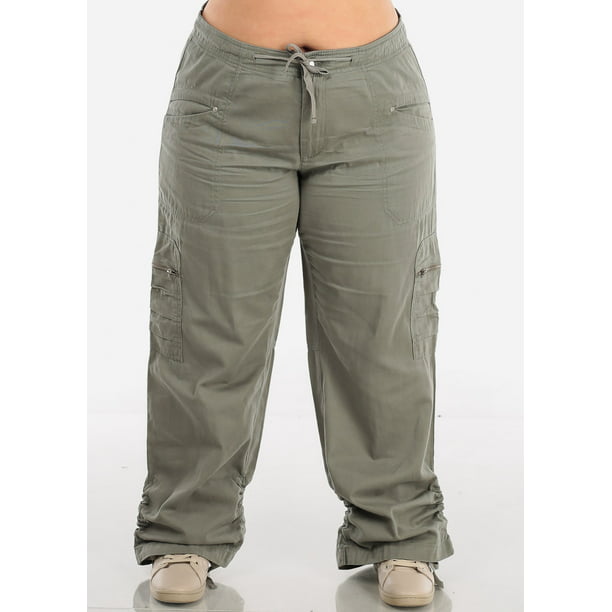 Moda Xpress - Womens Plus Size Cargo Pants High Waisted Drawstring ...