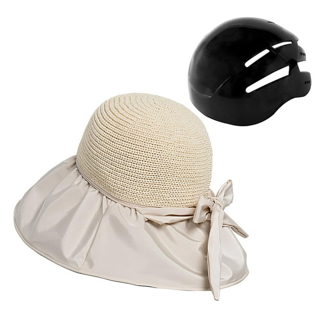 Casco de bicicleta tipo sombrero, casco de surf, sombrero de pescador moderno, ajustable, resistente a los golpes. Beige