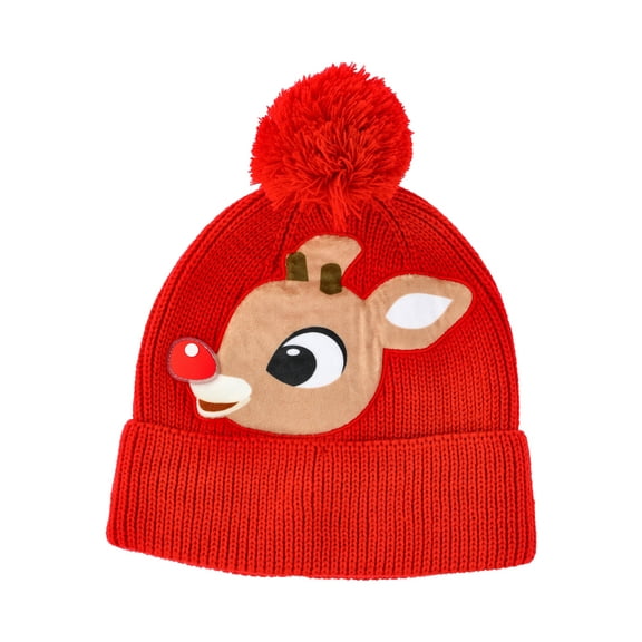 Rudolph the Red Nosed Reindeer Girls' Beanie Hat and Gloves Set, 2-Piece