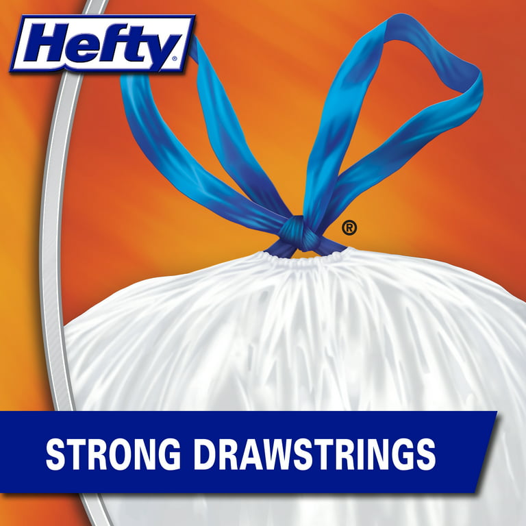 Hefty Strong Tall Kitchen Trash Bags, Unscented, 13 Gallon, 90 Count,  White,Pack 