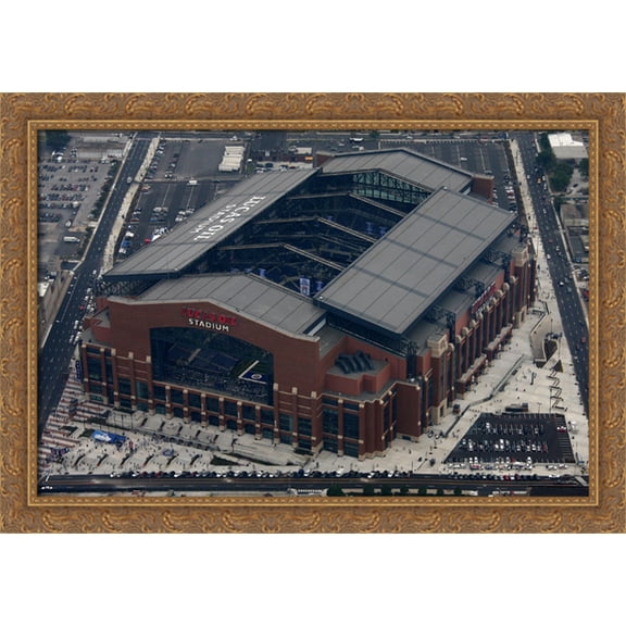 Lucas Oil Stadium 40x28 Large Gold Ornate Wood Framed Canvas Art - Home of the Indianapolis Colts