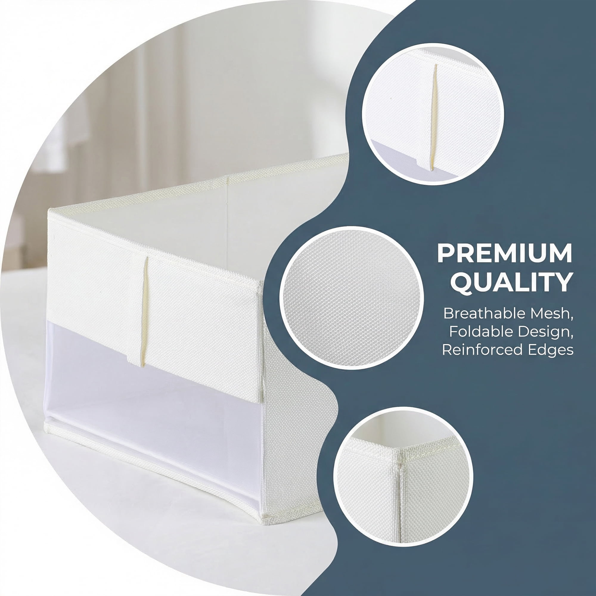 Unique Bargains 1pc Collapsible Fabric Storage Bins White 18.5*14*9.1in