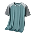 thumbnail image 2 of Tshirts Shirts for Men Pack Round Neck Cotton Blend Tee Shirt Lightweight Undershirt Cotton Tops Summer Beach Plain Short Sleeve (Green,XL), 2 of 4