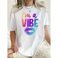 thumbnail image 2 of Women's Trendy Gradient Lip & Letter Print Tee - Casual Crew Neck Short Sleeve Top, Comfortable Summer Wear, 2 of 8