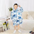 thumbnail image 6 of Wearable Blanket with Sleeves and Pocket Oversized Hooded Sweatshirt 3-14 YR Cute Turtles and Starfish S, 6 of 7