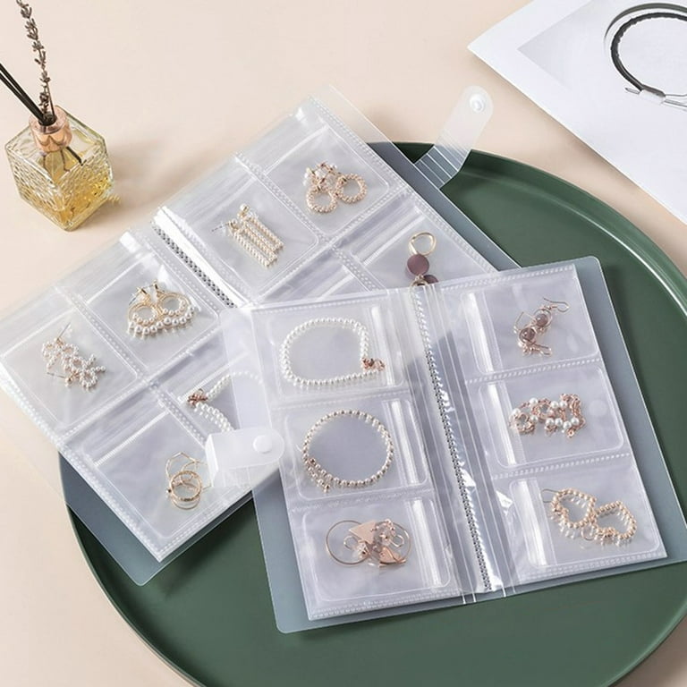 Jewelry Organizer, Jewelry Storage Book with Pockets, Foldable Earrings  Travel Album, Plastic Accessories Holder Booklet for Bracelets Necklace  Rings (84 Grids） 