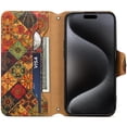 thumbnail image 5 of for Samsung S24 Cork Wood Phone Case Wallet, Retro Floral Folio Flip Book Cover Magneitc Closure, ID Credit Card Holder Coin Cash Slot, Kickstand Support (Kaleidoscope Art Pattern), 5 of 6