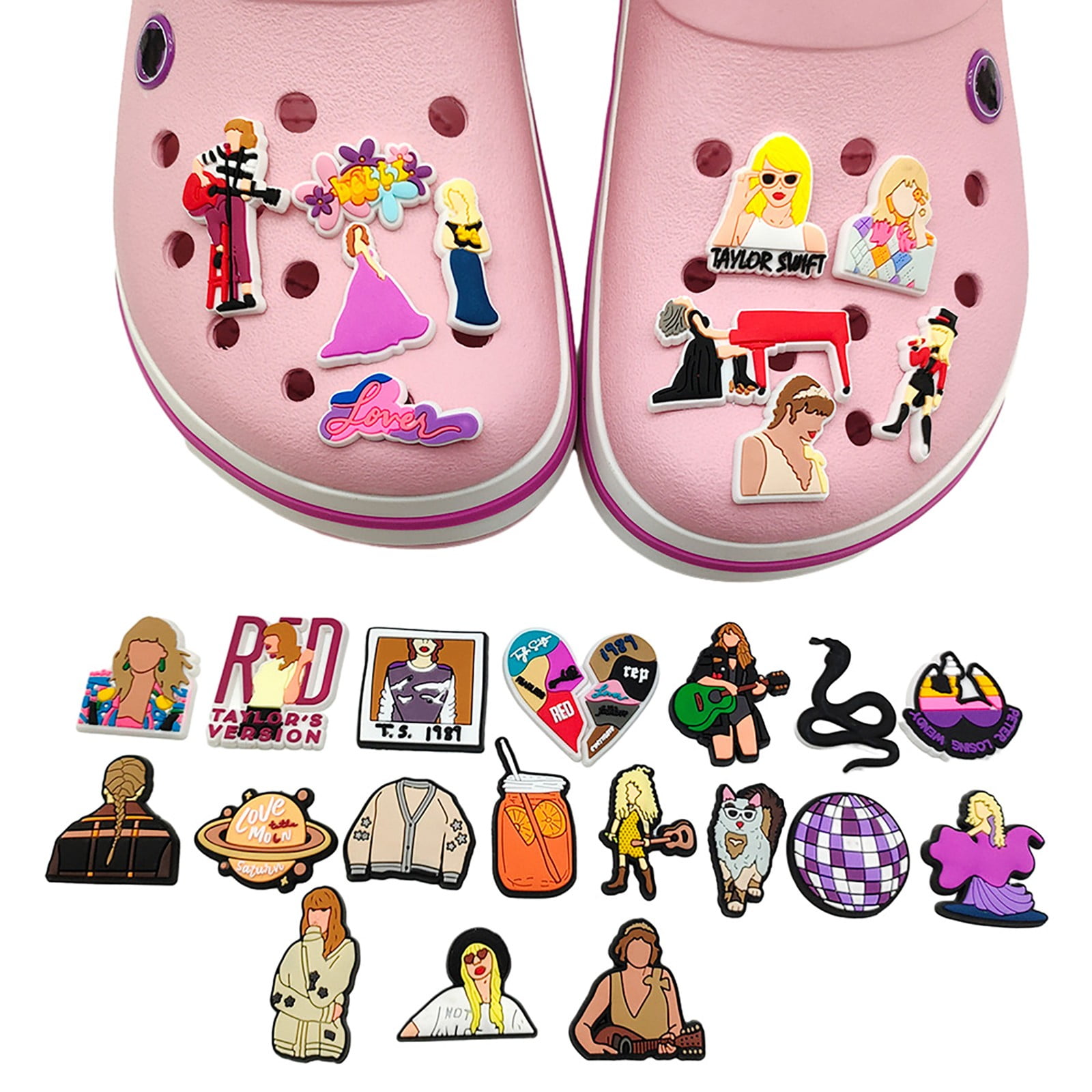Taylor Swift Croc Charms, 29 Pcs Croc Charm TS Fits Any Shoes with Holes  Best Gift for Fans Cartoon DIY Croc Charm Party Accessories 