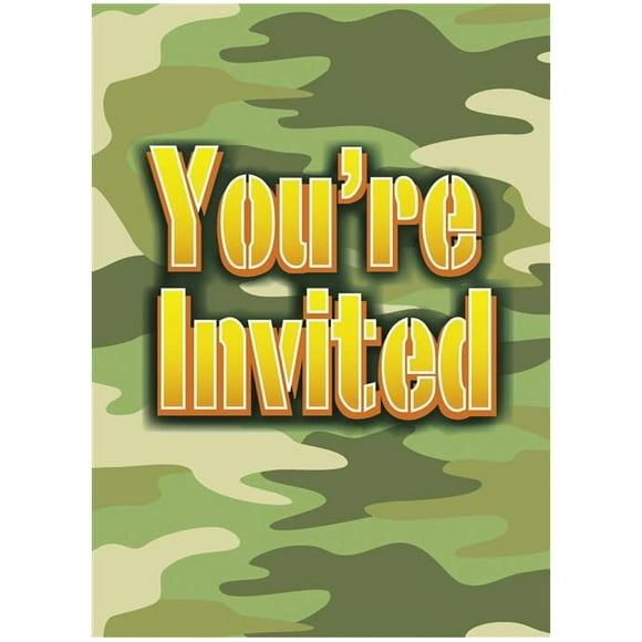 Unique Party You're Invited Camouflage Invitations (Pack of 8)